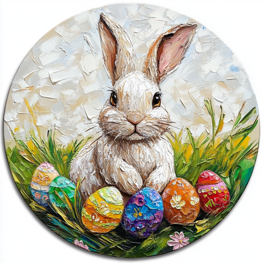 Easter Sign, Bunny with Easter Eggs, DCO-12888, Sign For Wreath, 10" Metal Sign