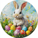 Easter Sign, Bunny with Easter Eggs, DCO-12892, Sign For Wreath, 10" Metal Sign