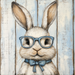 Easter Sign, Bunny with Glasses, DCO-12894, Sign For Wreath, 10x10" Metal Sign