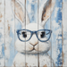 Easter Sign, Bunny with Glasses, DCO-12899, Sign For Wreath, 10x10" Metal Sign