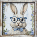Easter Sign, Bunny with Glasses, DCO-12911, Sign For Wreath, 10x10" Metal Sign
