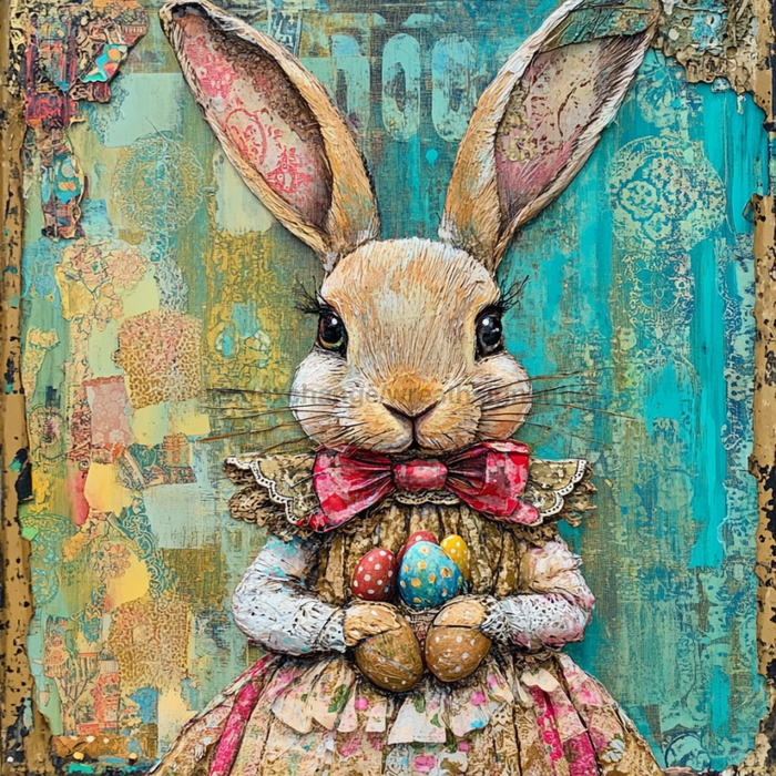 Easter Sign, Cute Bunny,, DCO-12744, Sign For Wreath, 10x10" Metal Sign