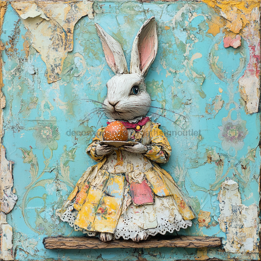 Easter Sign, Cute Bunny,, DCO-12747, Sign For Wreath, 10x10" Metal Sign