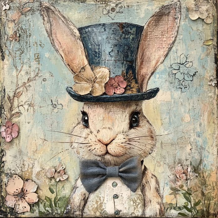 Easter Sign, Cute Bunny,, DCO-12754, Sign For Wreath, 10x10" Metal Sign