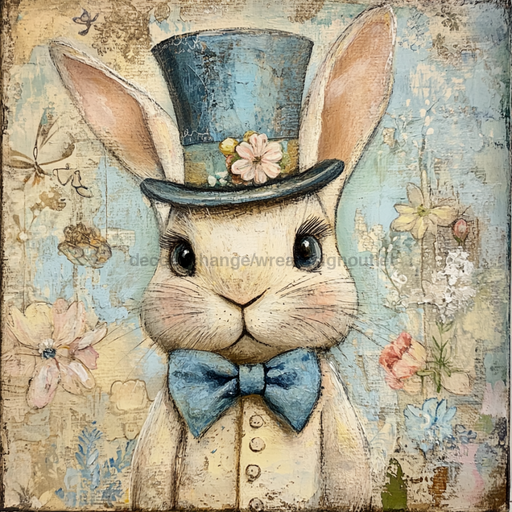 Easter Sign, Cute Bunny,, DCO-12755, Sign For Wreath, 10x10" Metal Sign