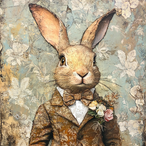 Easter Sign, Cute Bunny,, DCO-12759, Sign For Wreath, 10x10" Metal Sign