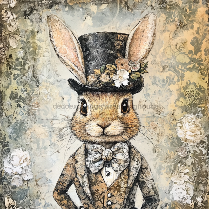 Easter Sign, Cute Bunny,, DCO-12761, Sign For Wreath, 10x10" Metal Sign