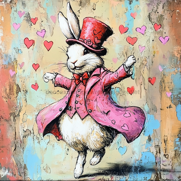 Easter Sign, Cute Bunny,, DCO-12768, Sign For Wreath, 10x10" Metal Sign