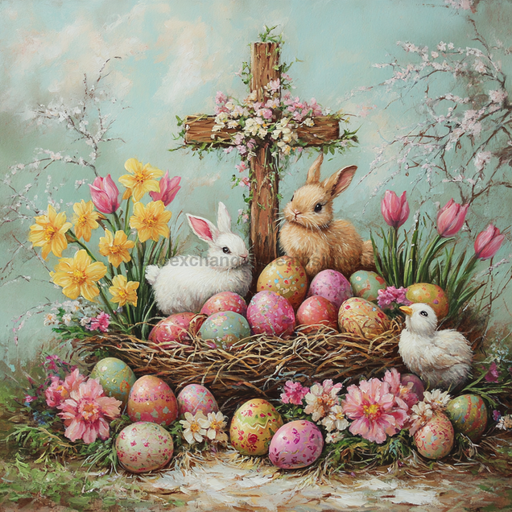 Easter Sign, Easter Florals,, DCO-12781, Sign For Wreath, 10x10" Metal Sign