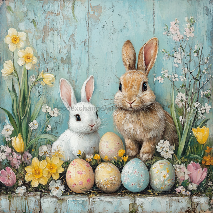 Easter Sign, Easter Florals,, DCO-12782, Sign For Wreath, 10x10" Metal Sign