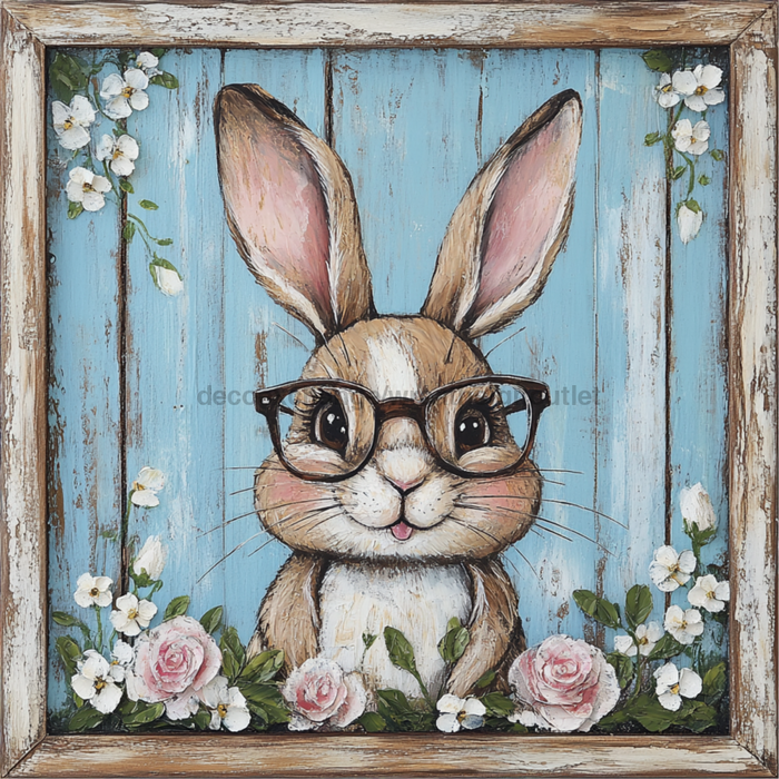 Easter Sign, Rabbit Sign, DCO-02438, Sign For Wreath, 10x10 Metal Sign