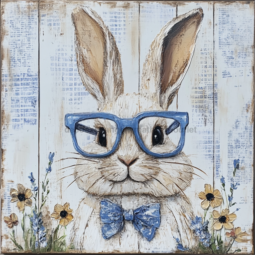 Easter Sign, Rabbit Sign, DCO-02441, Sign For Wreath, 10x10 Metal Sign