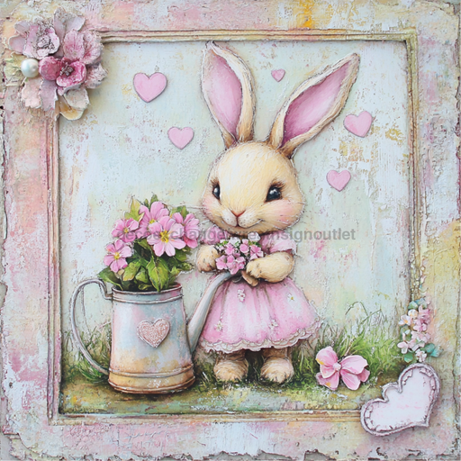 Easter Sign, Rabbit Sign, DCO-02464, Sign For Wreath, 10x10 Metal Sign