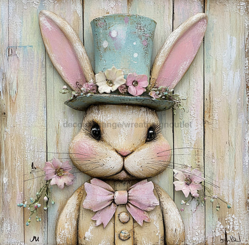 Easter Sign, Rabbit Sign, DCO-02492, Sign For Wreath, 10x10 Metal Sign