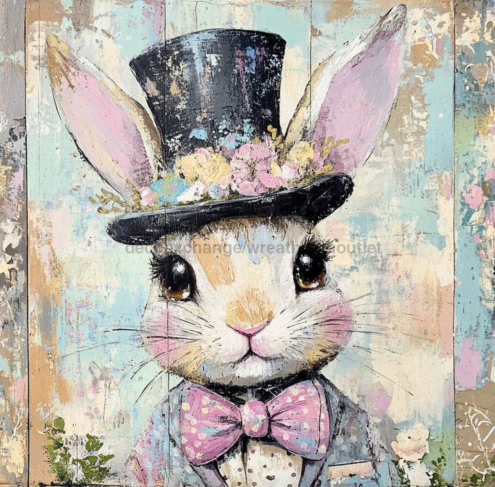 Easter Sign, Rabbit Sign, DCO-02496, Sign For Wreath, 10x10 Metal Sign