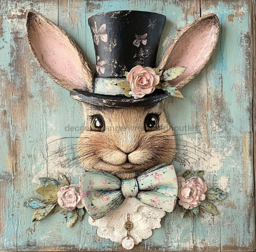 Easter Sign, Rabbit Sign, DCO-02501, Sign For Wreath, 10x10 Metal Sign