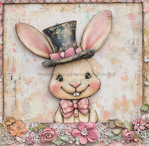 Easter Sign, Rabbit Sign, DCO-02516, Sign For Wreath, 10x10 Metal Sign