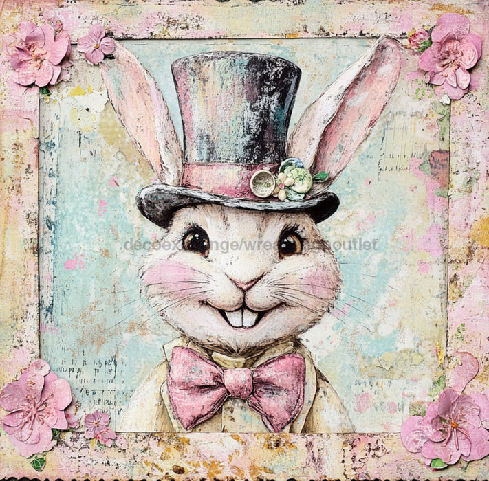 Easter Sign, Rabbit Sign, DCO-02517, Sign For Wreath, 10x10 Metal Sign