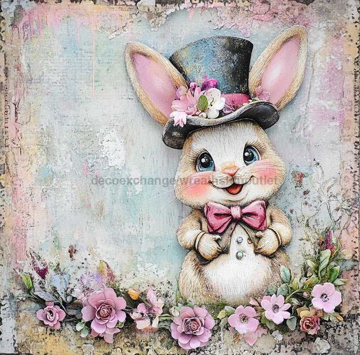 Easter Sign, Rabbit Sign, DCO-02519, Sign For Wreath, 10x10 Metal Sign