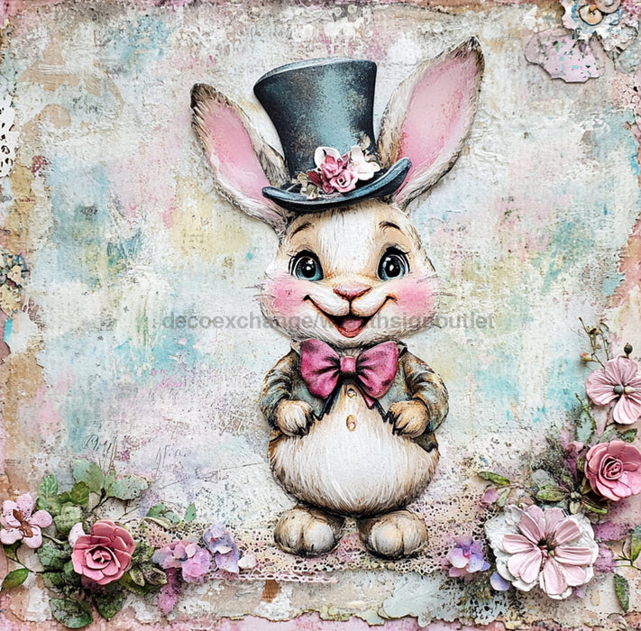 Easter Sign, Rabbit Sign, DCO-02521, Sign For Wreath, 10x10 Metal Sign