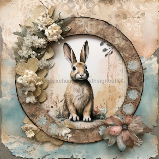 Easter Sign Rabbit Oaw-0086 For Wreath 10X10’ Metal