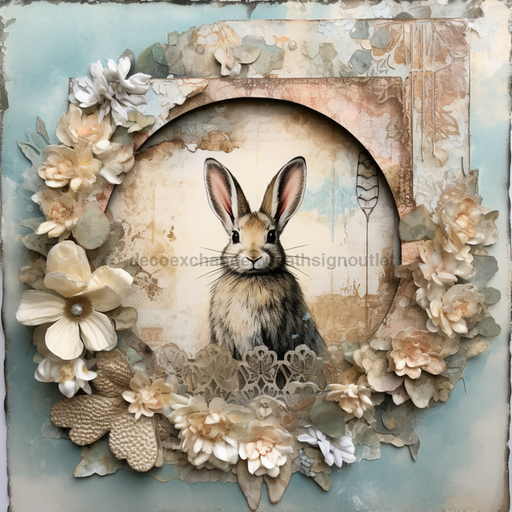 Easter Sign Rabbit Oaw-0087 For Wreath 10X10’ Metal