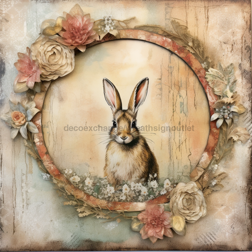 Easter Sign Rabbit Oaw-0089 For Wreath 10X10’ Metal