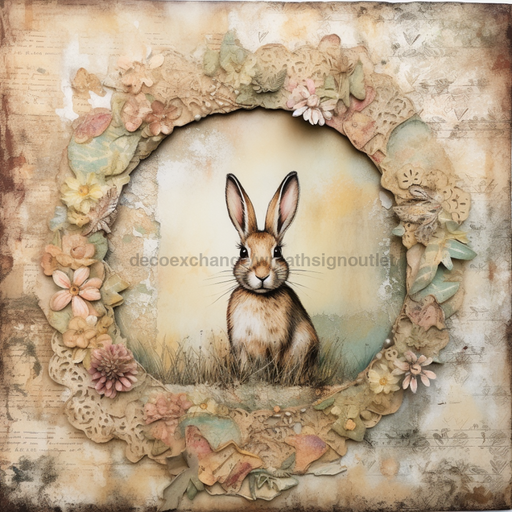 Easter Sign Rabbit Oaw-0090 For Wreath 10X10’ Metal