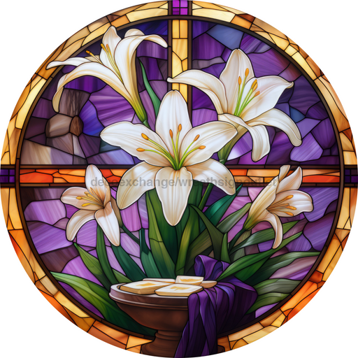 Easter Sign Religious Lily Decoe-5168 10’ Metal Round