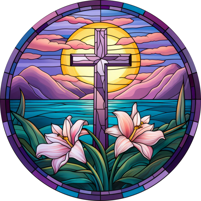Easter Sign Religious Lily Decoe-5169 10’ Metal Round