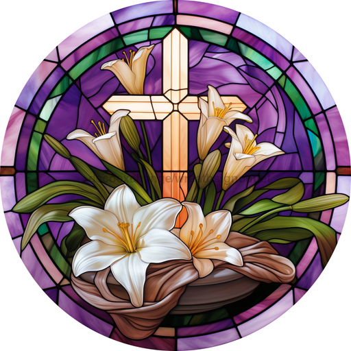 Easter Sign Religious Lily Decoe-5170 10’ Metal Round