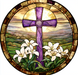 Easter Sign, Stained Glass Religious Sign, DCO-12913, Sign For Wreath, 10x10" Metal Sign