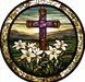 Easter Sign, Stained Glass Religious Sign, DCO-12914, Sign For Wreath, 10x10" Metal Sign