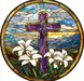 Easter Sign, Stained Glass Religious Sign, DCO-12917, Sign For Wreath, 10x10" Metal Sign