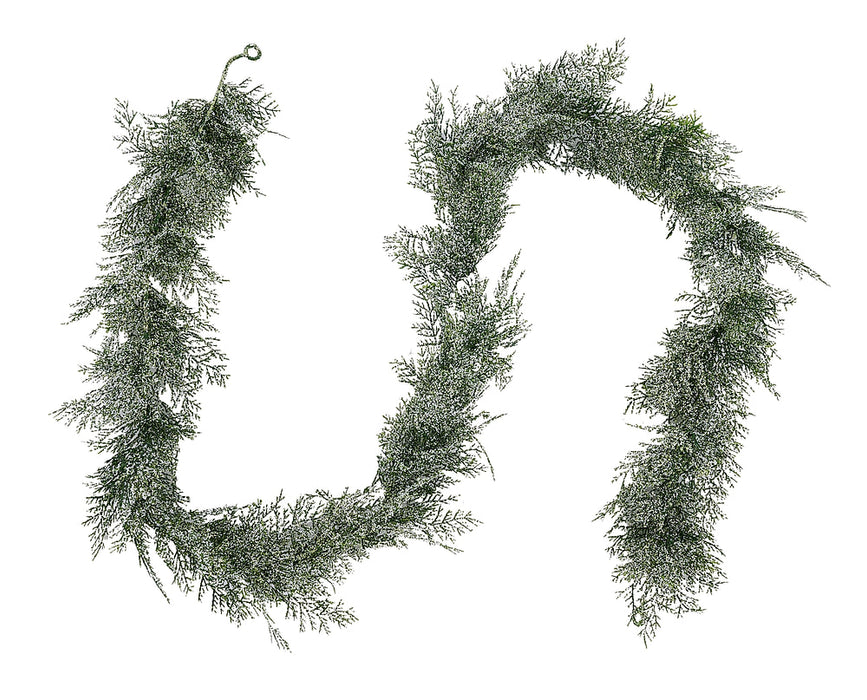 6'L Glitter/Snow Arborvitae Garland Tt Green XG676931