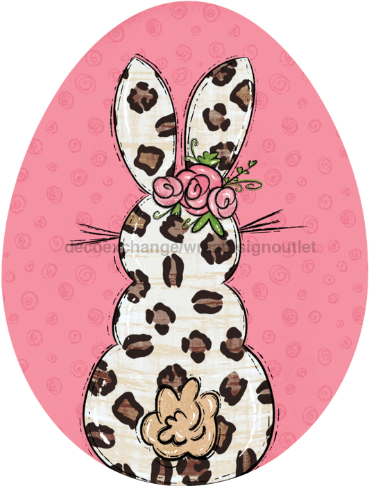 Egg Shape Bunny Door Hanger Decoe-W-709-Dh 22’ Wood