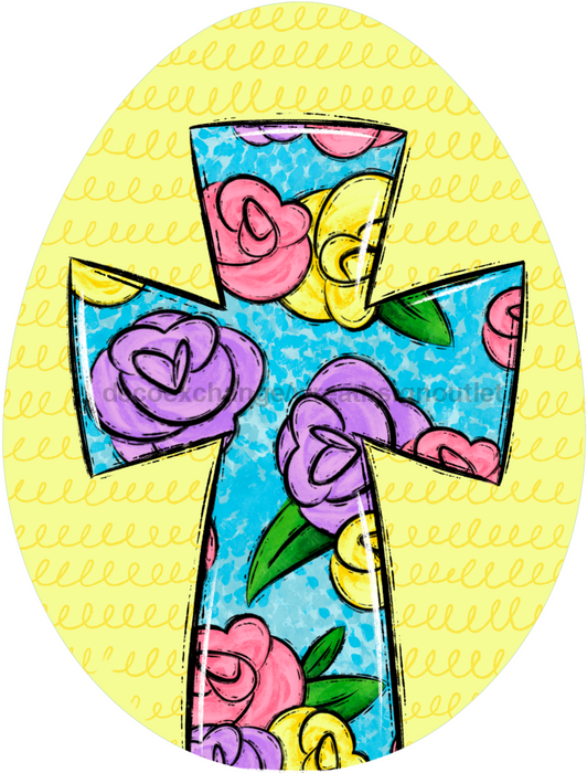 Egg Shape Cross Door Hanger Decoe-W-708-Dh 22’ Wood