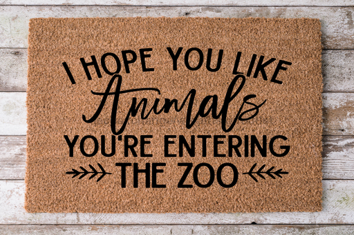Entering The Zoo - Funny Door Mat - 30x18" Coir Door Mat - DECOE-CM-015 - DecoExchange