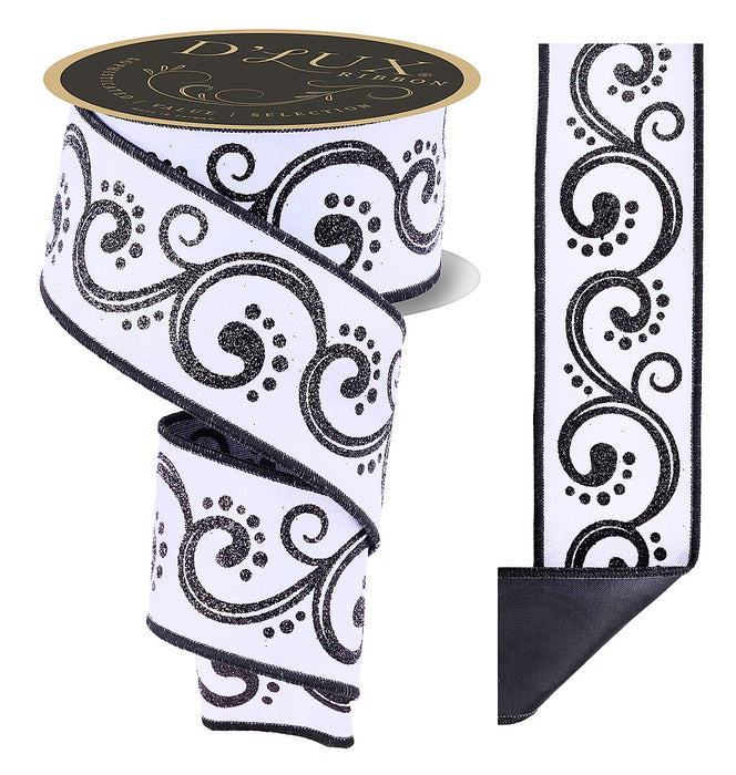 2.5"X10Yd Swirls/Fused White/Black LX334627
