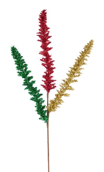 18"L V-cut Foil Glitter Spike Red/Emerald Green/Gold MN0411F6