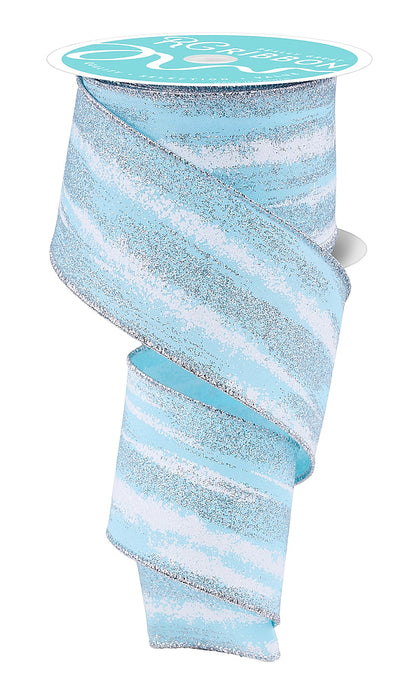 2.5"X10Yd Glitter Paint Strokes Soft Turq/White/Silver RGH1455LK