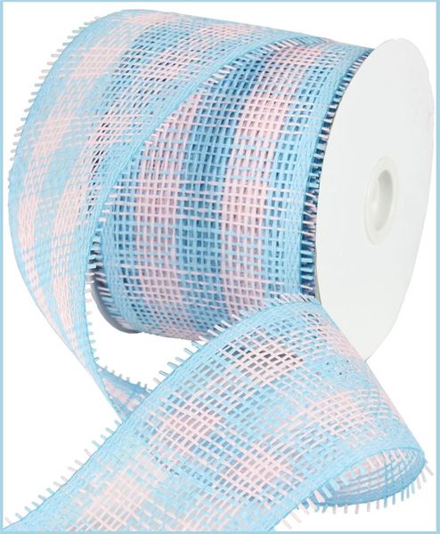 4"X20YD Woven Check Paper Mesh Baby Pink/Baby Blue RR700246