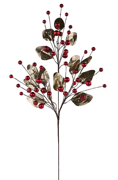 27.5"L Metallic Berry/Leaf Spray Red/Gold EC584135