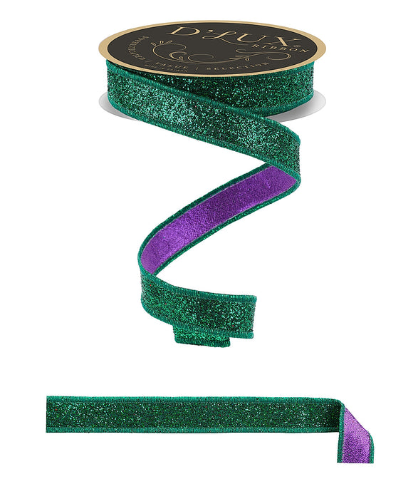 7/8"X10Yd Laser Glitter/Fused Laser Emerald Grn/Purple LX3327JK