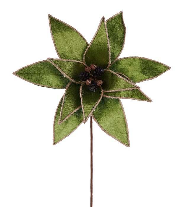 11"Dia Velvet Poinsettia Stem, 18"Oal Green/Natural/Rust XS424109