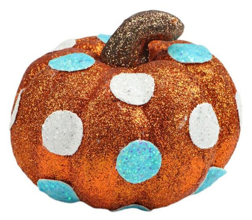4"DIA x 3.75"H Polka Dot Pumpkin Orange/Turq/White HA0399N1