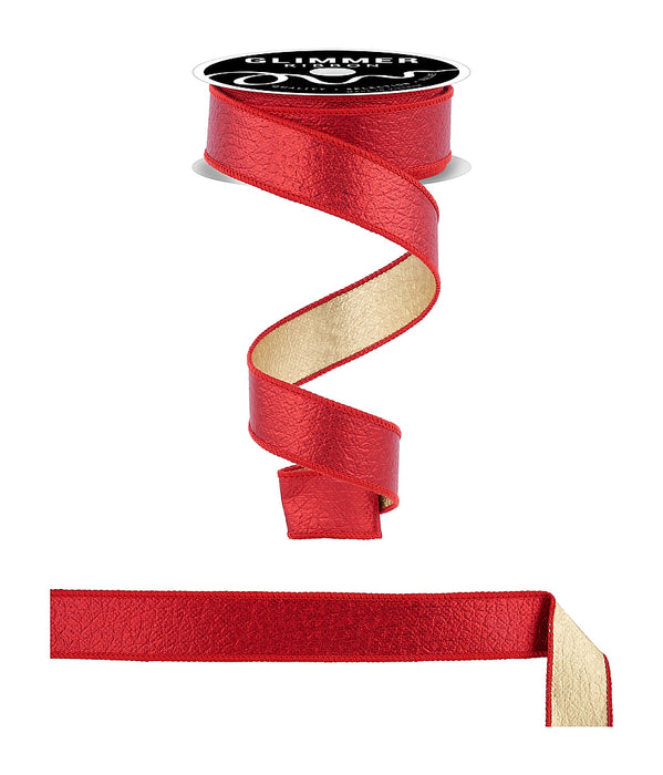 1"X10Yd Ice Crackle Fused Matte Red/Matte Gold NR6072E7