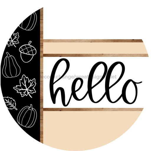 Fall Door Hanger, Hello Door Hanger, DCO-01992-DH, 18" Round Wood