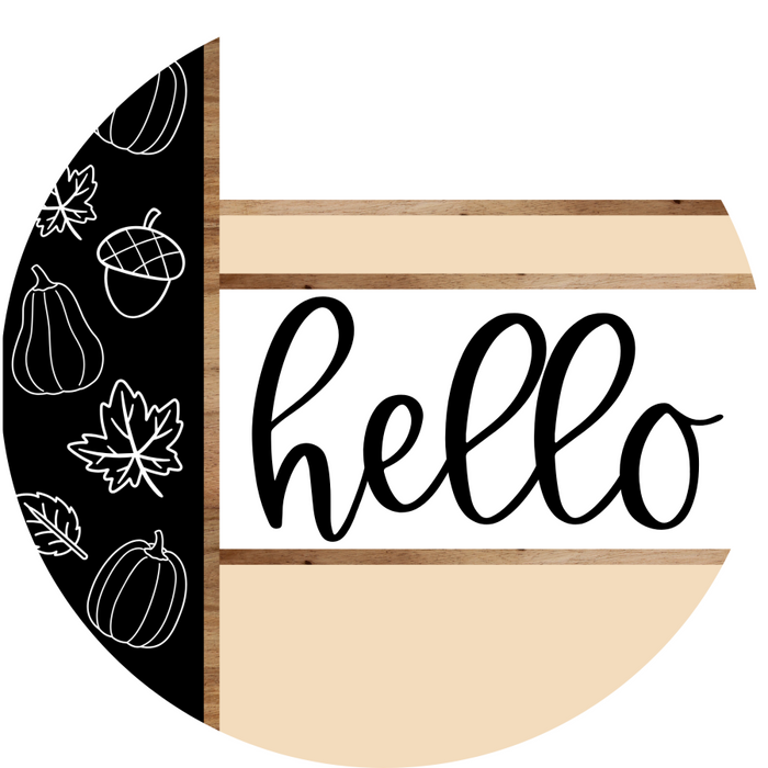 Fall Door Hanger, Hello Door Hanger, DCO-01992-DH, 18" Round Wood