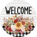 Fall Floral Sign Welcome Dco-00792 For Wreath 10 Round Metal